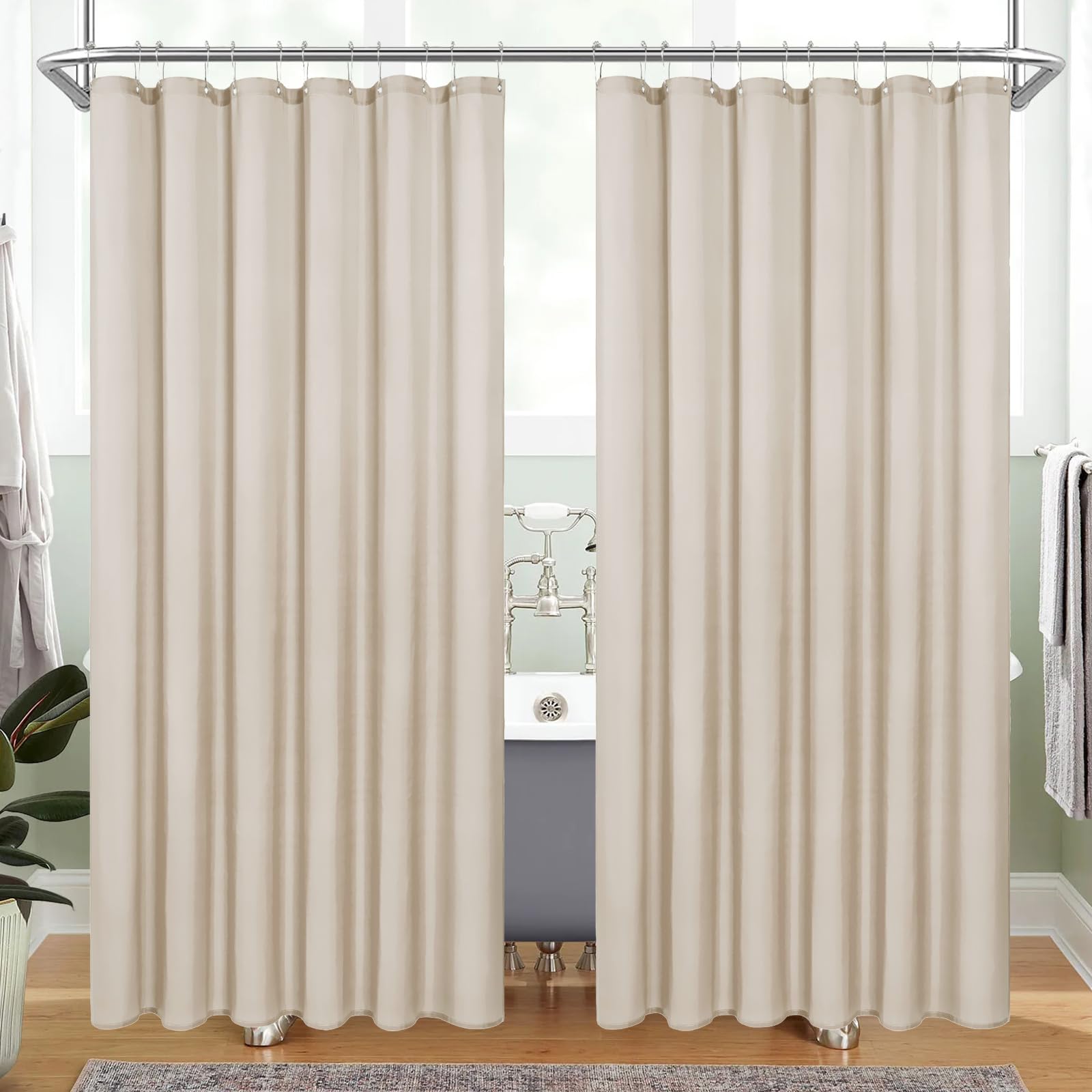 Amazon.com: MitoVilla 2 Pack Cream Fabric Shower Curtain